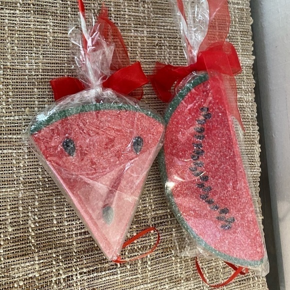 2 NEW SPARKLY WATERMELON FLORAL PICKS - Picture 2 of 5